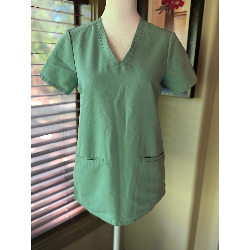 FIGS Casma 3-Pocket Scrub Top Women Size XXS Jade Green V-Neck Medical